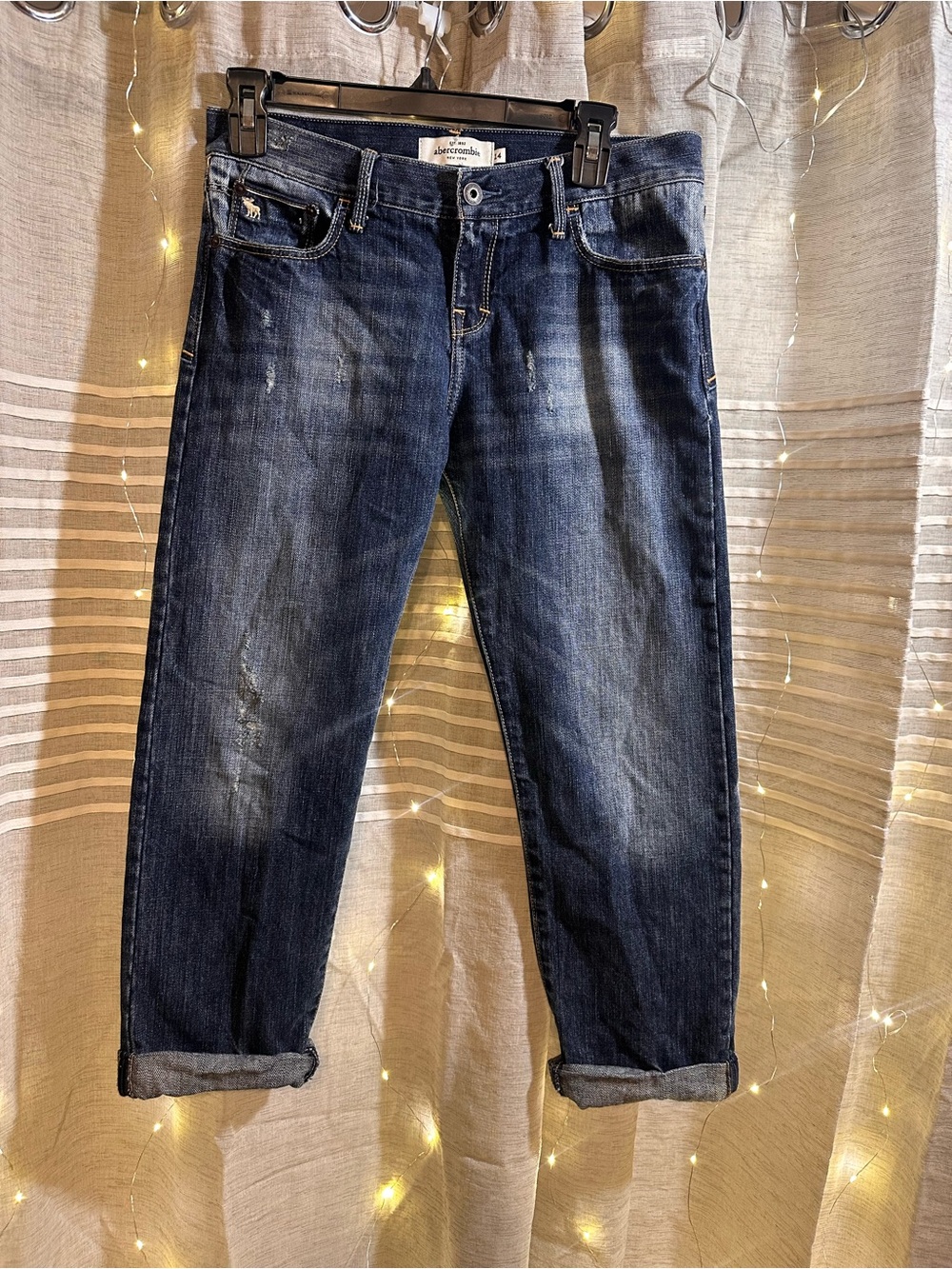 Abercrombie & Fitch Dark Indigo Cropped Women's Jeans